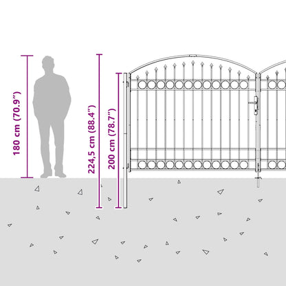 Fence Gate ASSEN 401 x 224.5 cm Steel Grey Lockable
