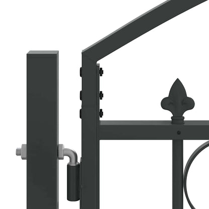 Fence Gate ASSEN 401 x 250 cm Steel Grey Lockable