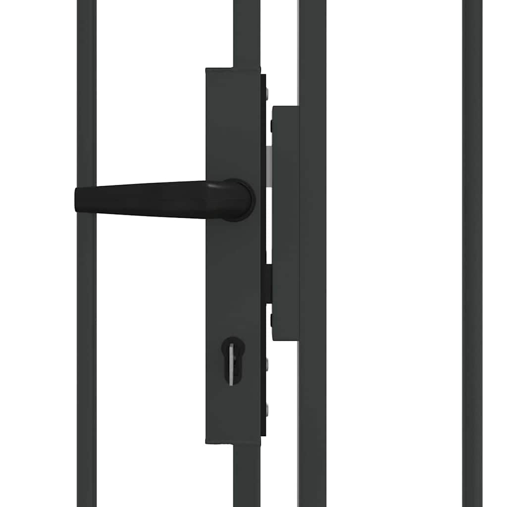 Fence Gate with Lock Grey 401 x 250 cm Steel