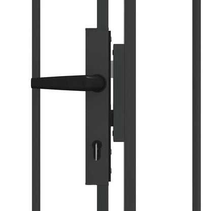 Fence Gate with Lock Grey 401 x 250 cm Steel
