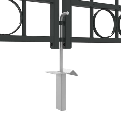 Fence Gate ASSEN 401 x 250 cm Steel Grey Lockable
