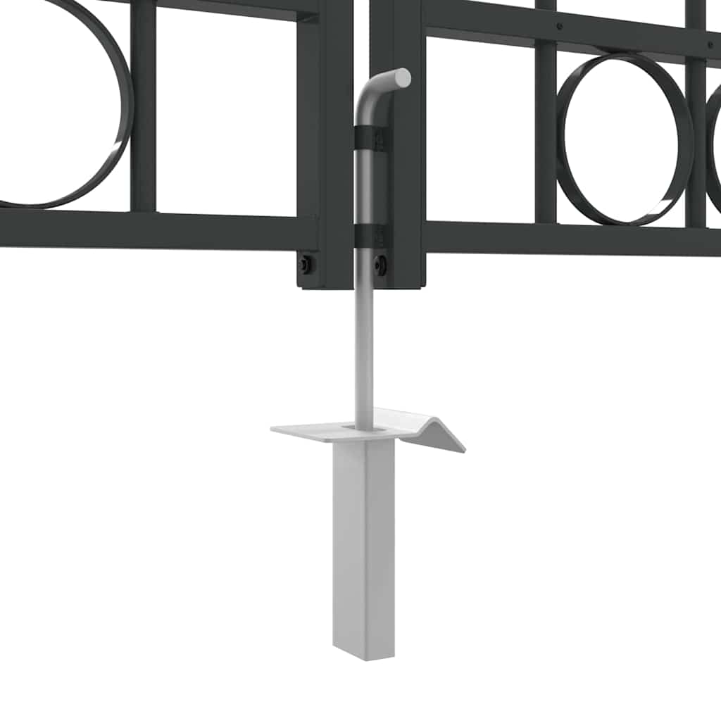 Fence Gate with Lock Grey 401 x 250 cm Steel