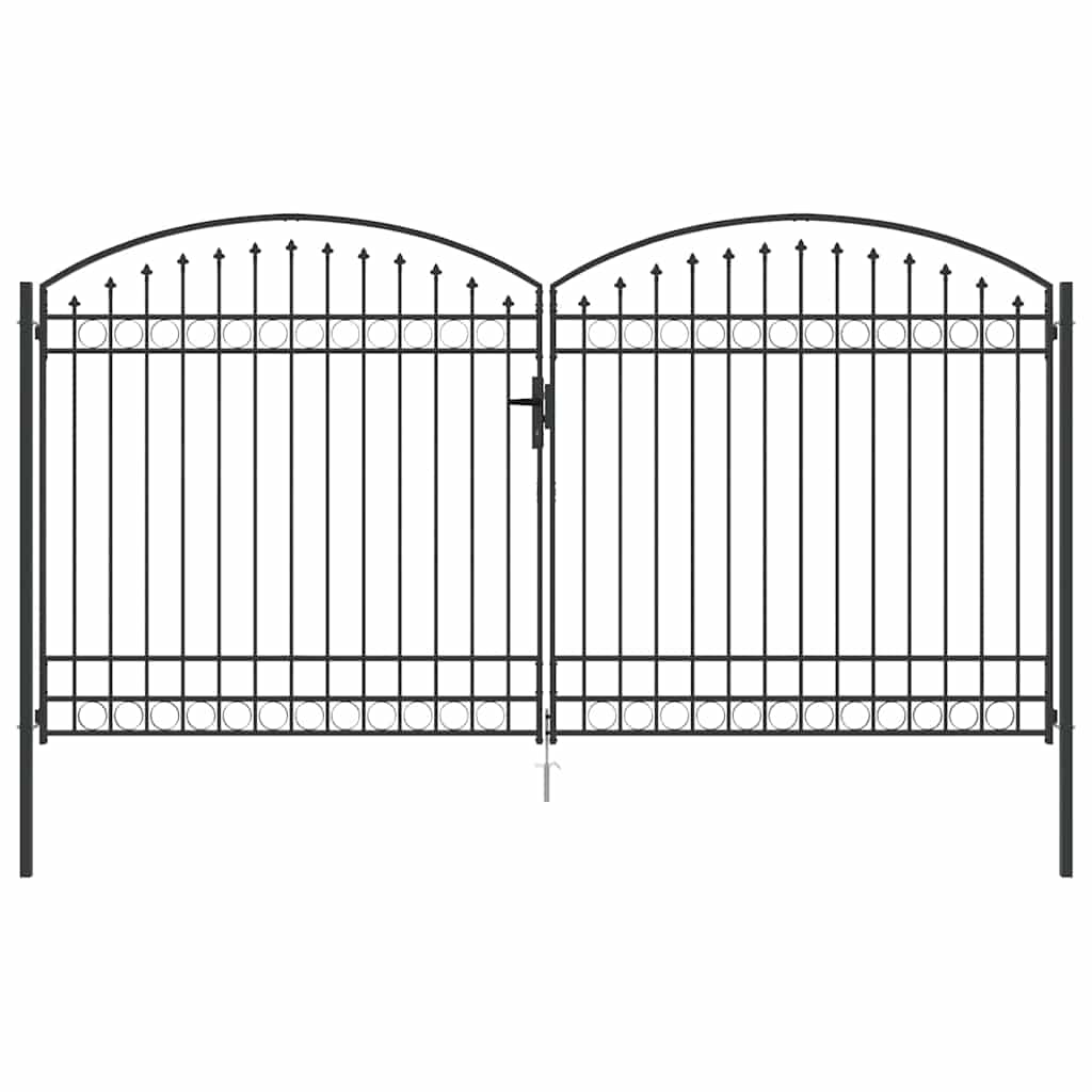 Fence Gate ASSEN 401 x 250 cm Steel Grey Lockable