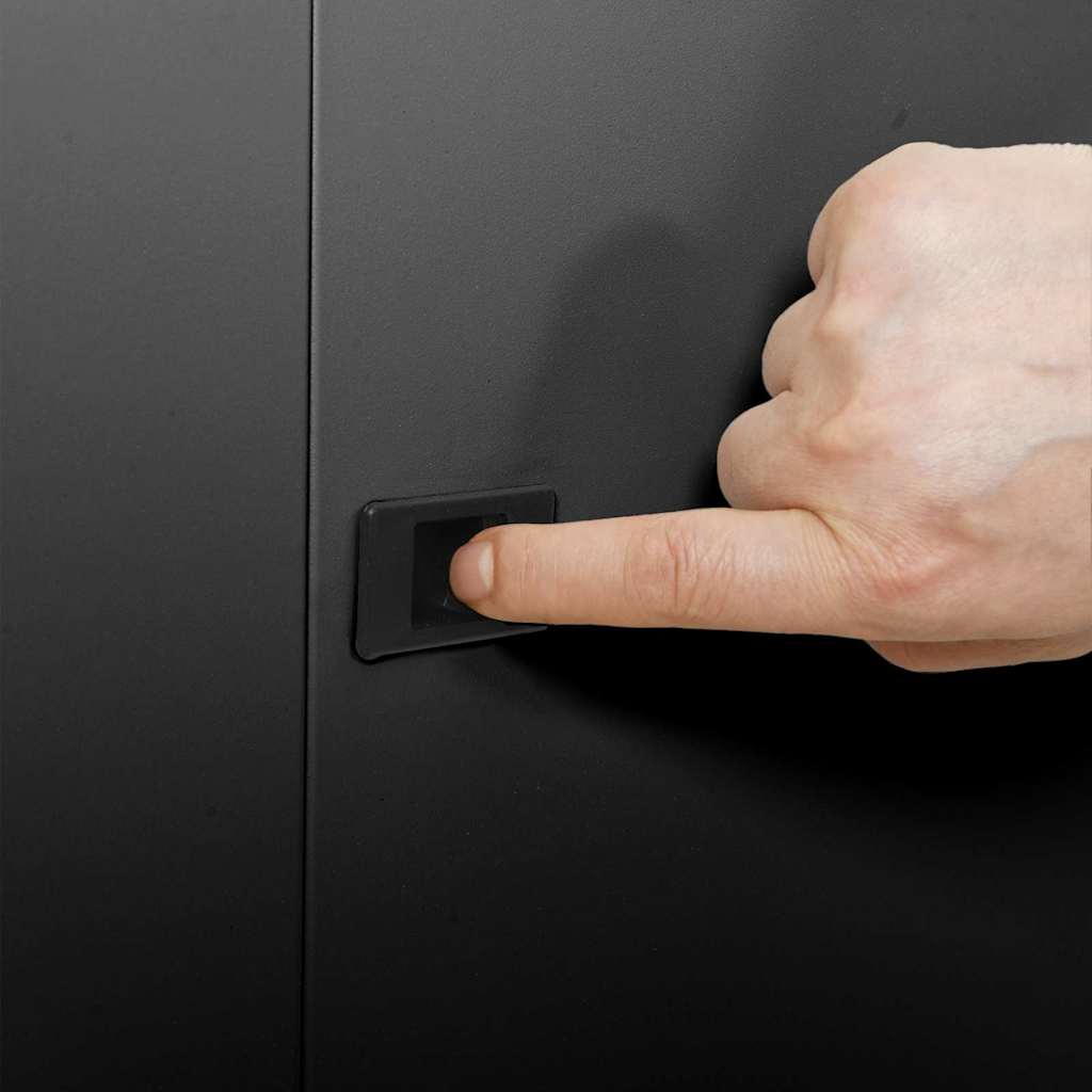 Network Cabinet with Storage Black 60 x 60 x 35 cm Steel