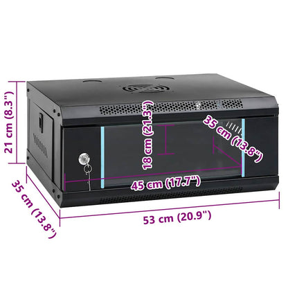 Network Cabinet with Storage Black 53 x 35 x 21 cm Steel