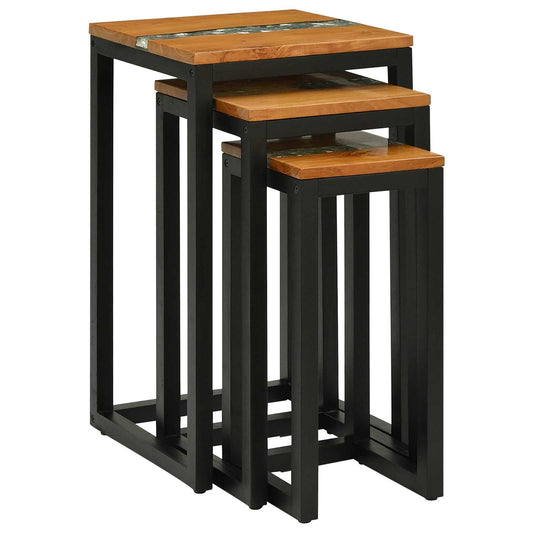 Nesting Table 3 pcs Brown Solid Teak Wood