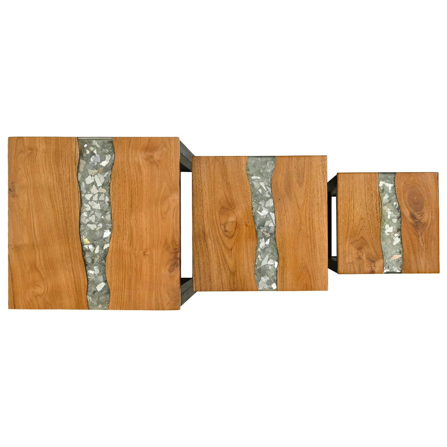 Nesting Table 3 pcs Brown Solid Teak Wood