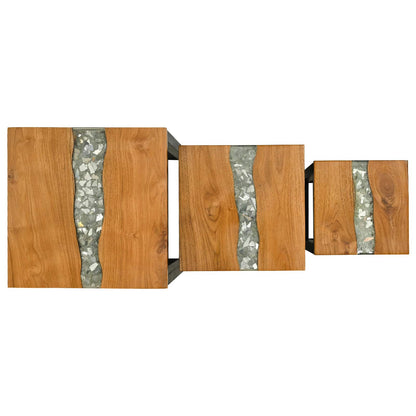 Nesting Table 3 pcs Brown Solid Teak Wood