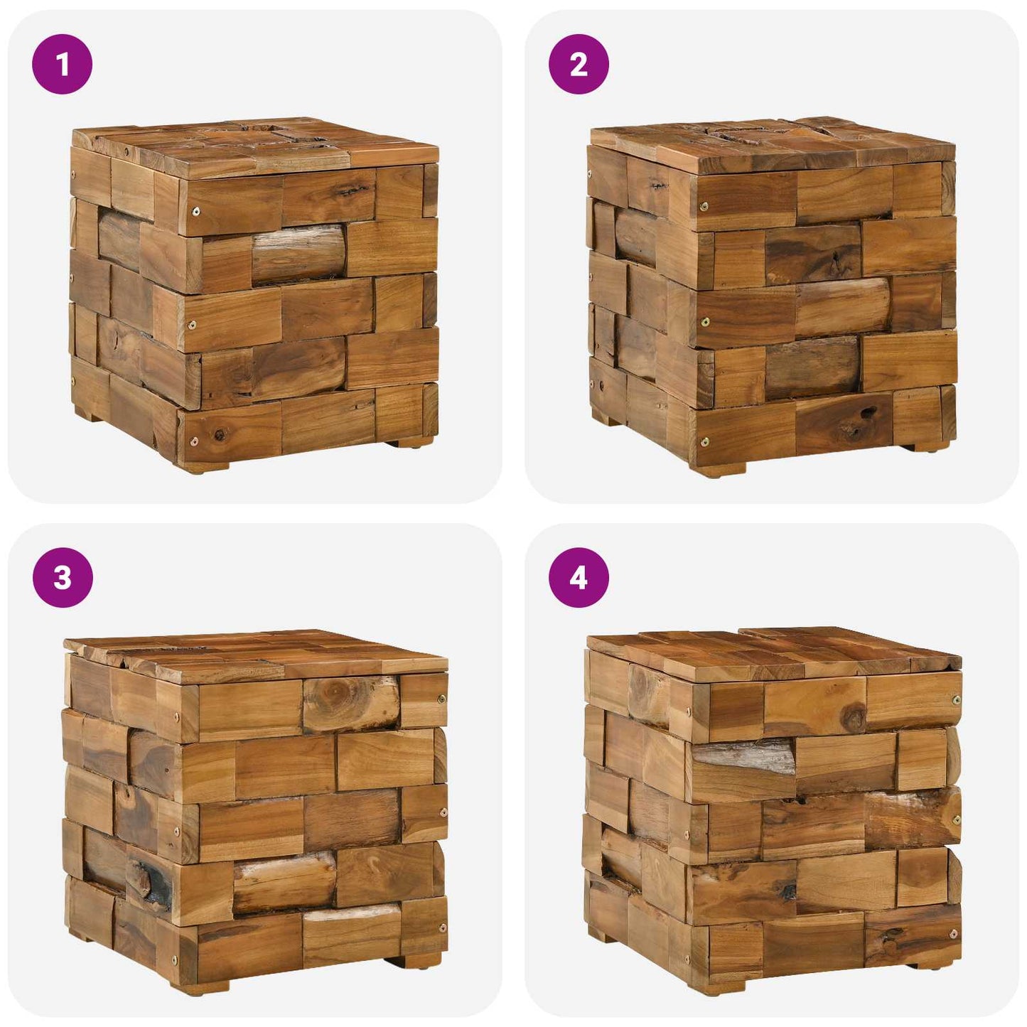 Storage Stool Brown 40 x 40 x 45 cm Solid Teak Wood