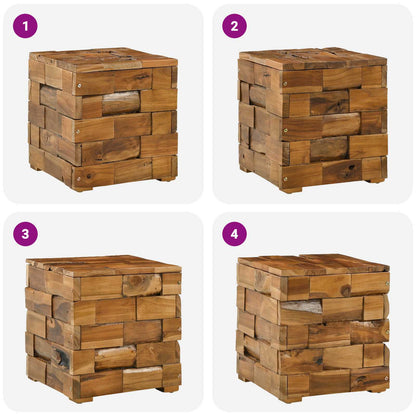 Storage Stool Brown 40 x 40 x 45 cm Solid Teak Wood