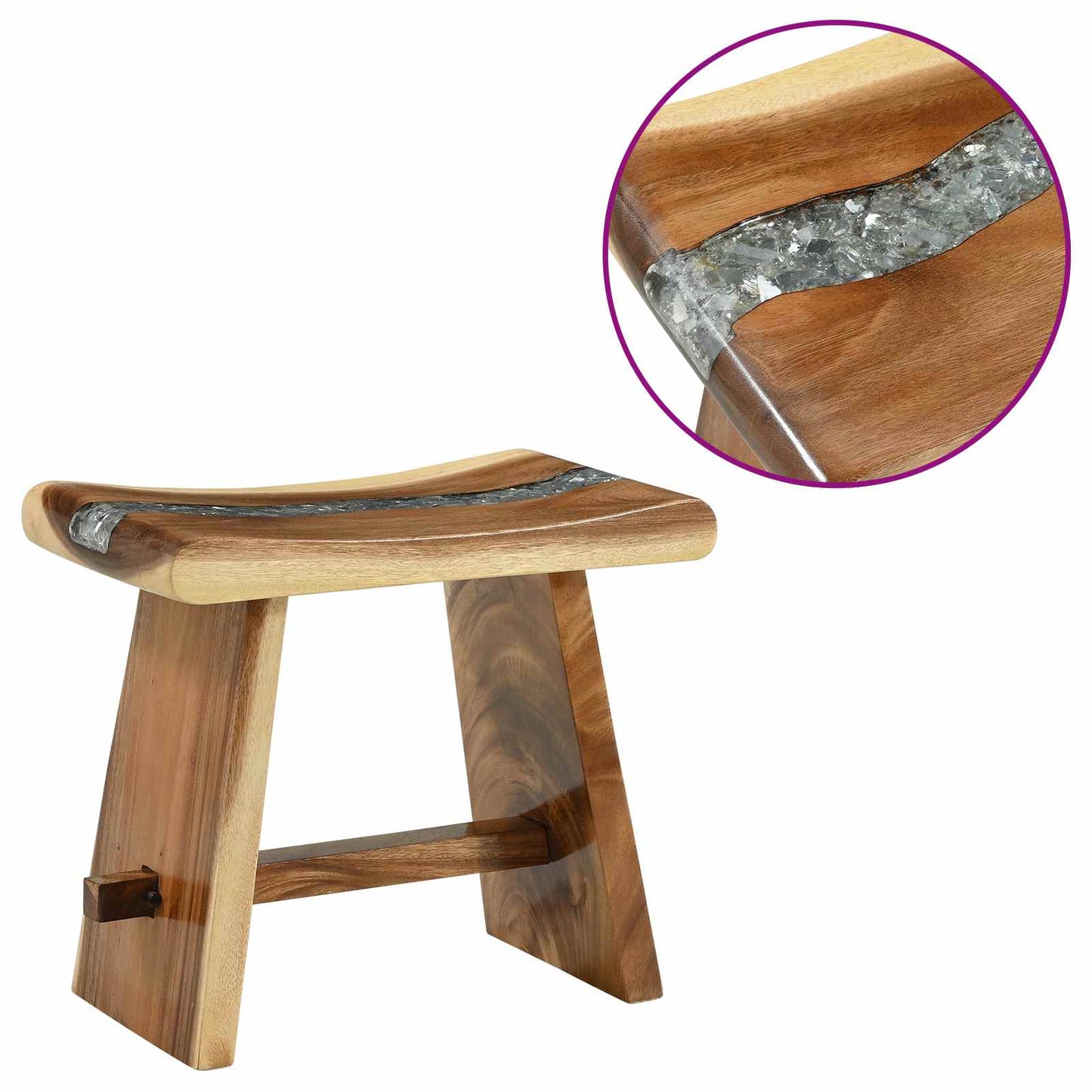 Shower Stool Natural 50 x 30 x 44 cm Solid Suar Wood