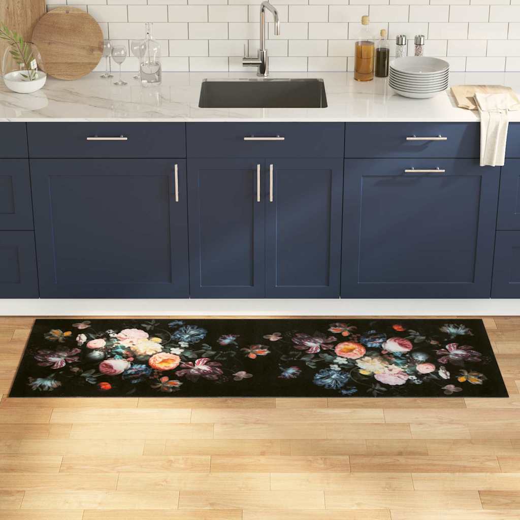 Kitchen Rug Black 180 x 60 cm Velvet