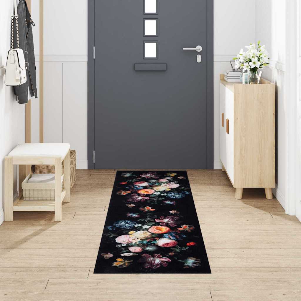 Kitchen Rug Black 300 x 60 cm Velvet