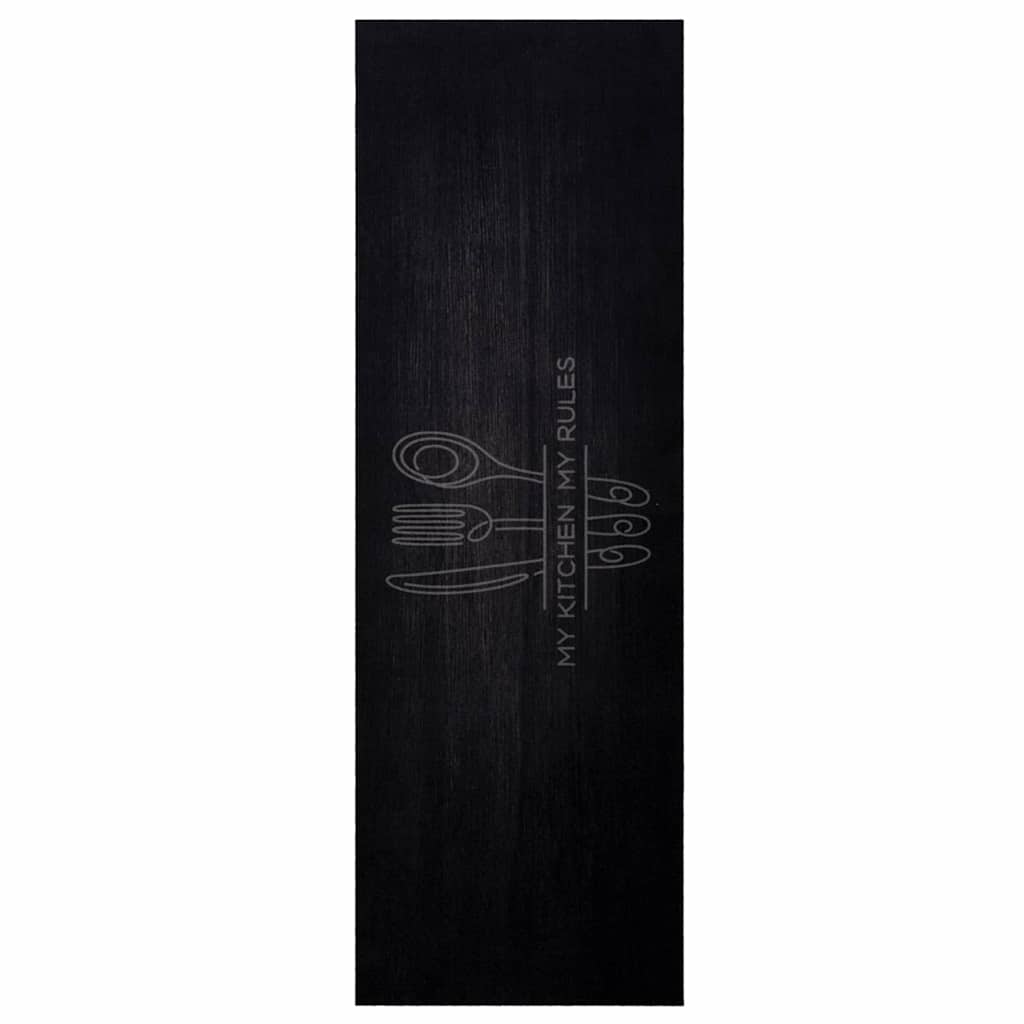 Kitchen Rug Cutlery Black 180 x 60 cm Velvet