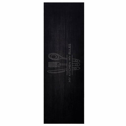 Kitchen Rug Cutlery Black 180 x 60 cm Velvet
