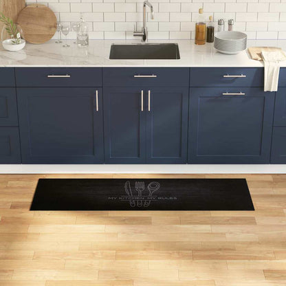 Kitchen Rug Cuttlery Black 150 x 45 cm Velvet