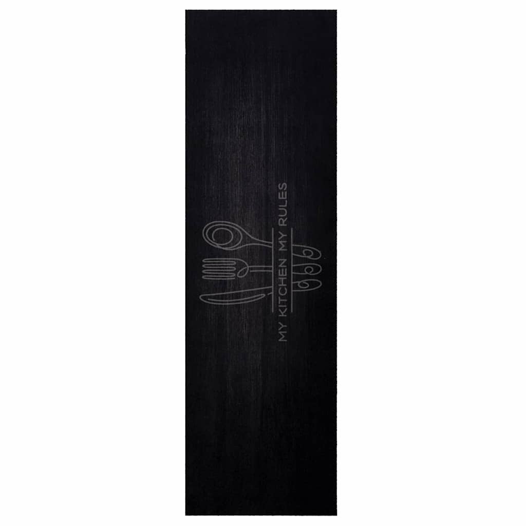 Kitchen Rug Cuttlery Black 150 x 45 cm Velvet
