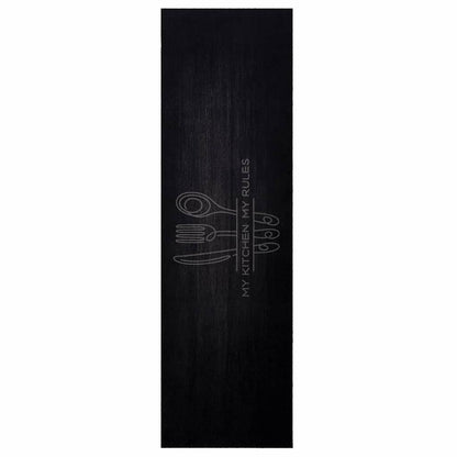 Kitchen Rug Cuttlery Black 150 x 45 cm Velvet