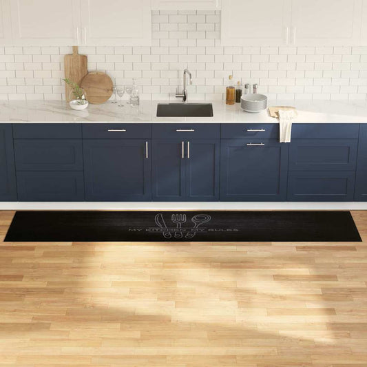 Kitchen Rug Black 300 x 60 cm 100% Polyamide Washable