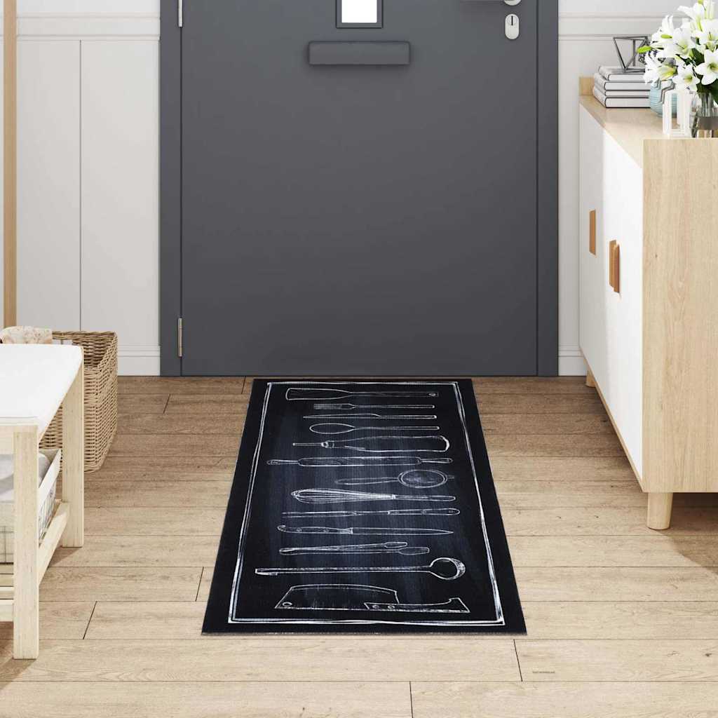 Kitchen Rug Black 180 x 60 cm Velvet