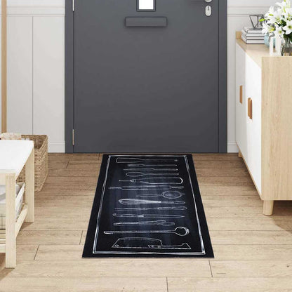Kitchen Rug Black 180 x 60 cm Velvet