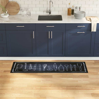 Kitchen Rug Black 150 x 45 cm Velvet