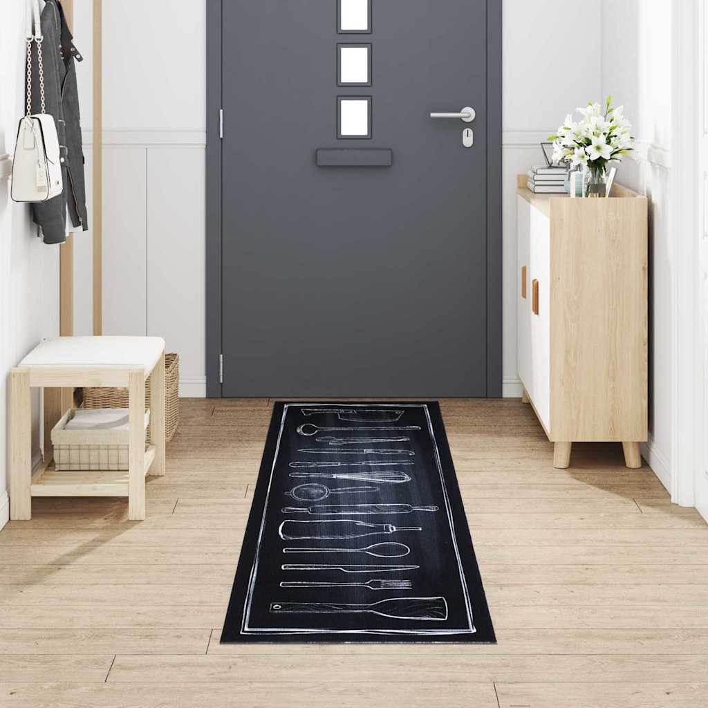 Kitchen Rug Black 300 x 60 cm Velvet