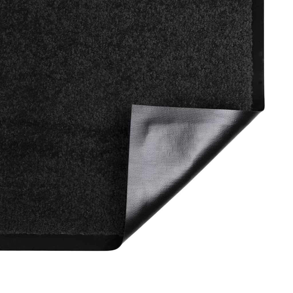 Door Mat Black 120 x 80 x 1.2 cm Teddy Fabric