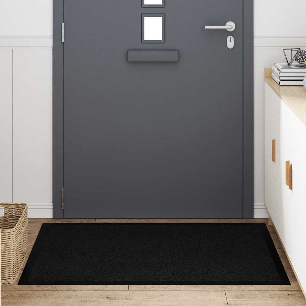 Door Mat Black 120 x 80 x 1.2 cm Teddy Fabric