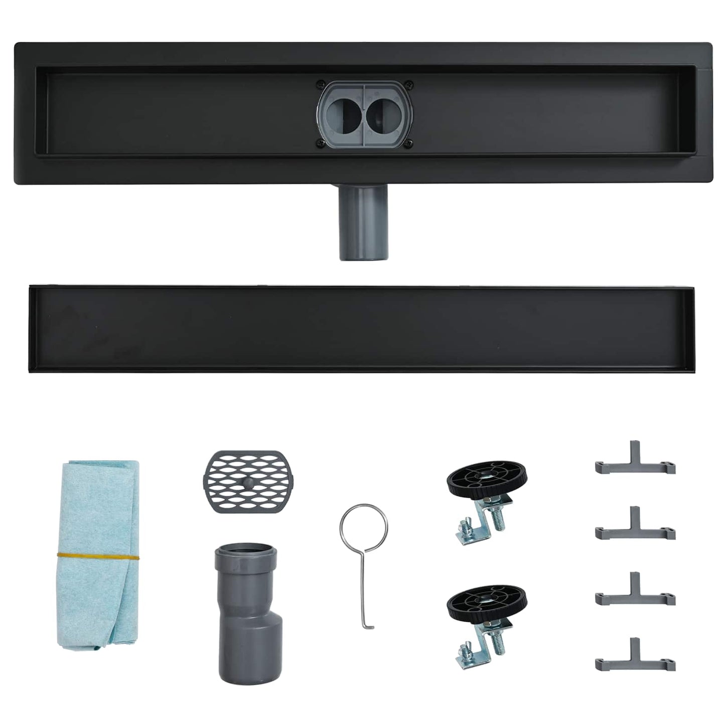 Shower Drain 2-in-1 with 360° Siphon Black 80 cm