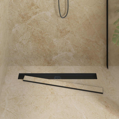 Shower Drain 2-in-1 with 360° Siphon Black 80 cm