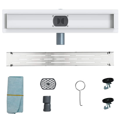 Shower Drain Line Design with 360° Siphon Silver 50 cm