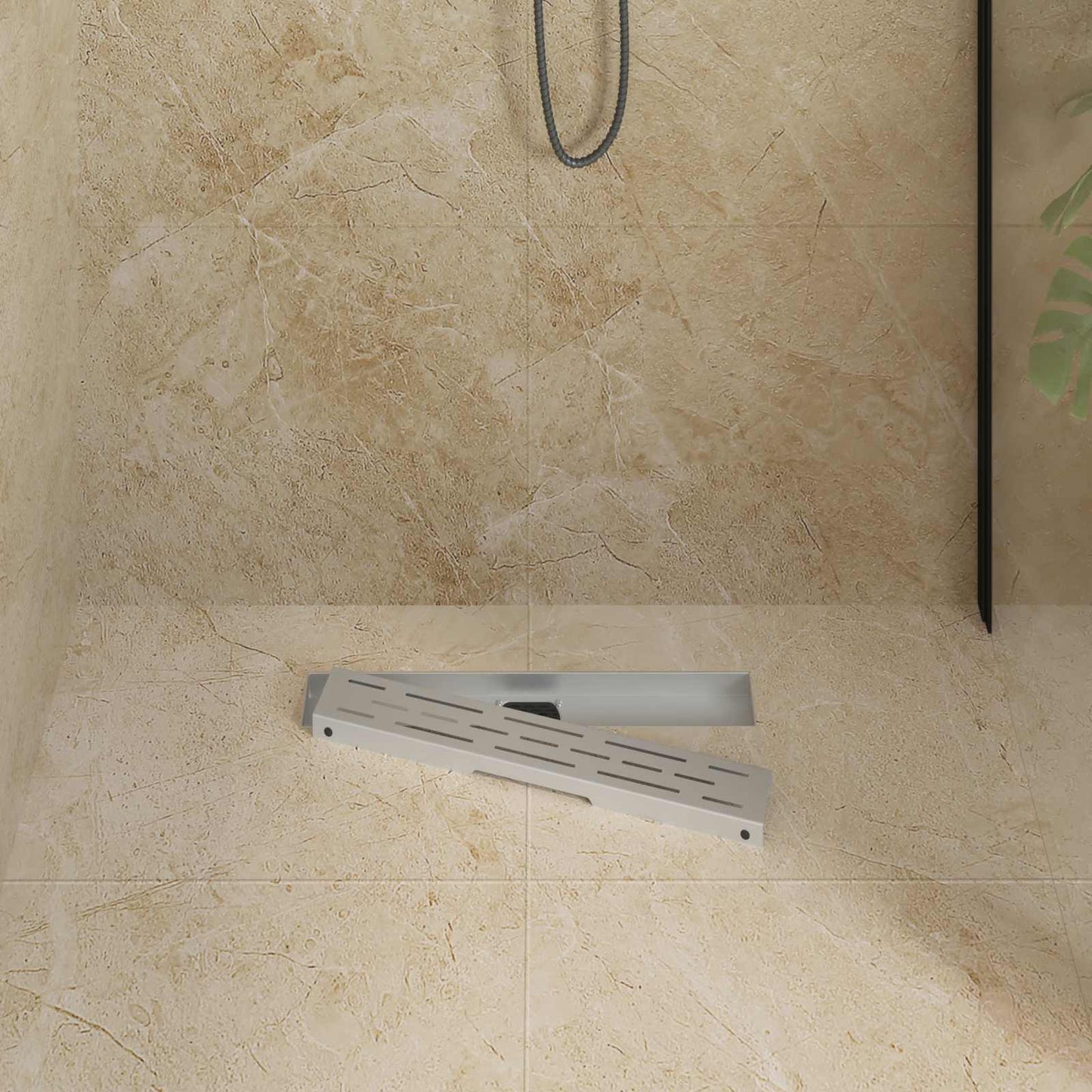 Shower Drain Line Design with 360° Siphon Silver 50 cm