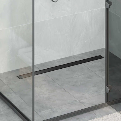 Shower Drain 2-in-1 with 360° Siphon Black 90 cm