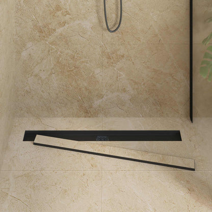 Shower Drain 2-in-1 with 360° Siphon Black 90 cm