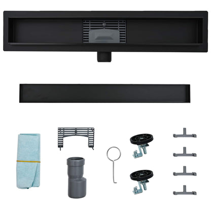 2 in 1 Shower Drain Black 100 cm Stainless Steel 304