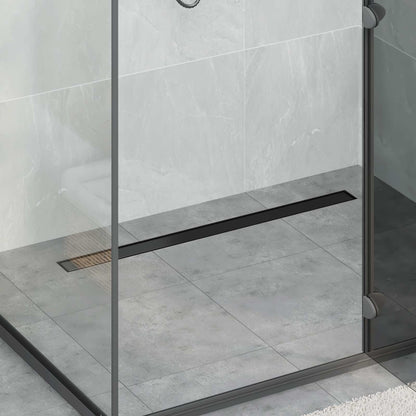 2 in 1 Shower Drain Black 100 cm Stainless Steel 304