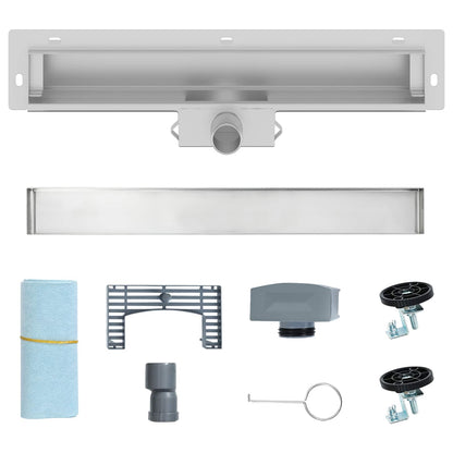 Wall Mounted Shower Drain Silver 50 cm Stainless Steel 304