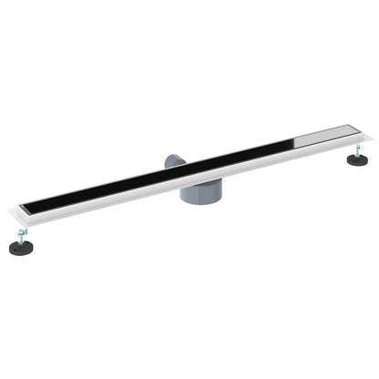 Shower Drain Glass Cover with 360° Siphon Black 100 cm