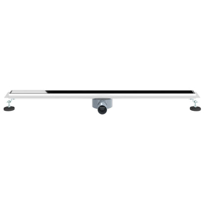 Shower Drain Glass Cover with 360° Siphon Black 100 cm