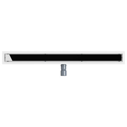 Shower Drain Glass Cover with 360° Siphon Black 100 cm