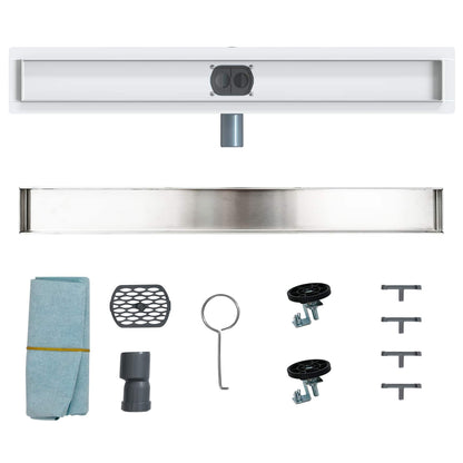 Shower Drain 2-in-1 with 360° Siphon Silver 70 cm