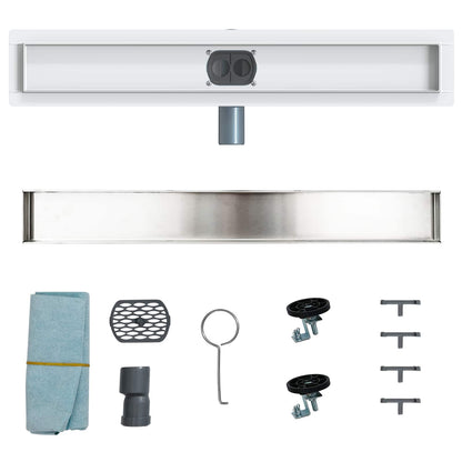 Shower Drain 2-in-1 with 360° Siphon Silver 60 cm