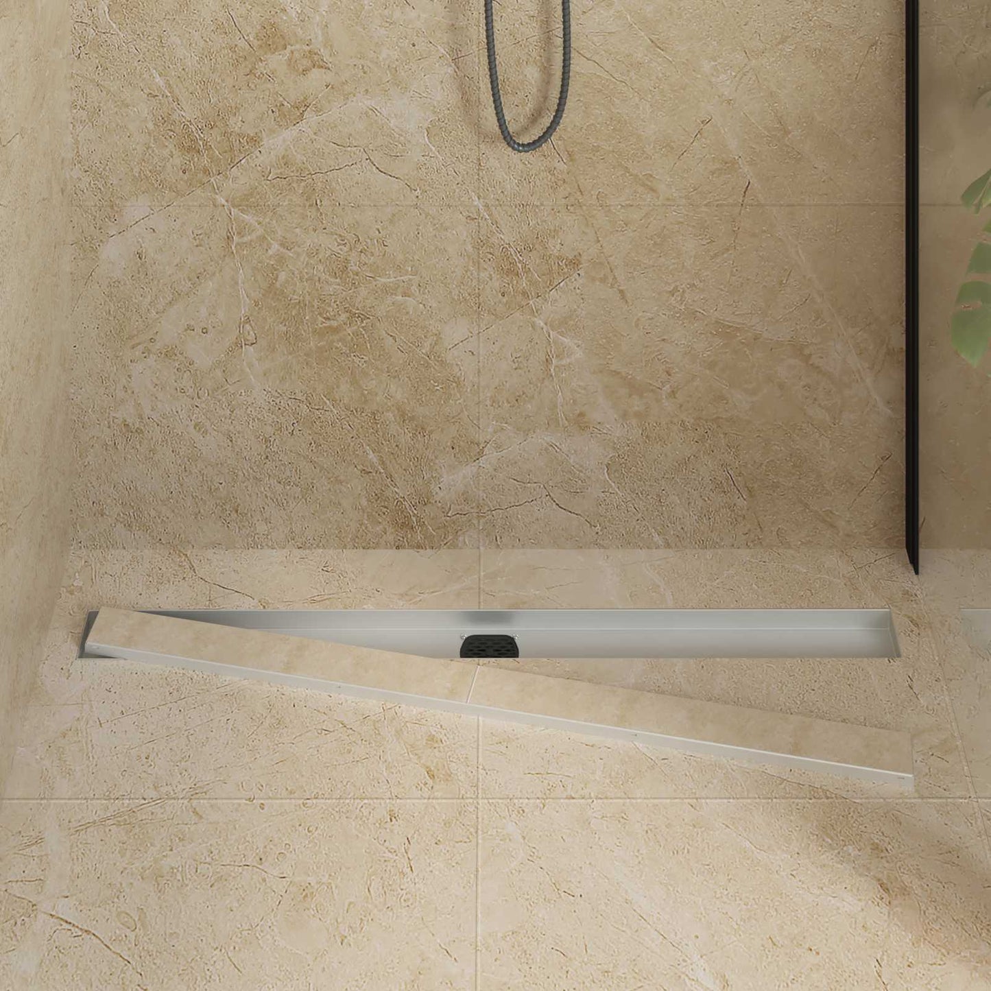 Shower Drain 2-in-1 with 360° Siphon Silver 100 cm