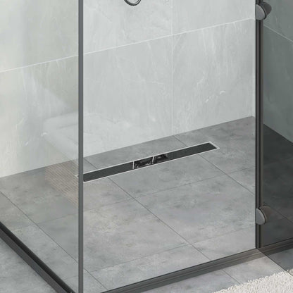 Shower Drain Glass Cover with 360° Siphon Black 60 cm