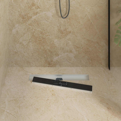 Shower Drain Glass Cover with 360° Siphon Black 60 cm