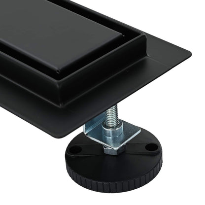 2 in 1 Shower Drain Black 60 cm Stainless Steel 304