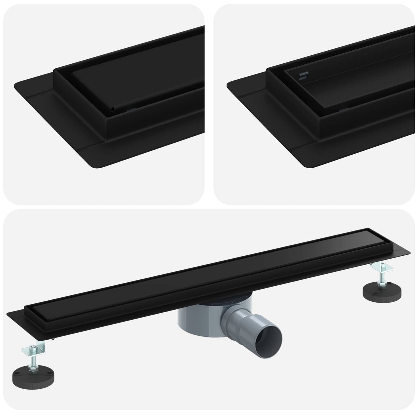 Shower Drain 2-in-1 with 360° Siphon Black 60 cm