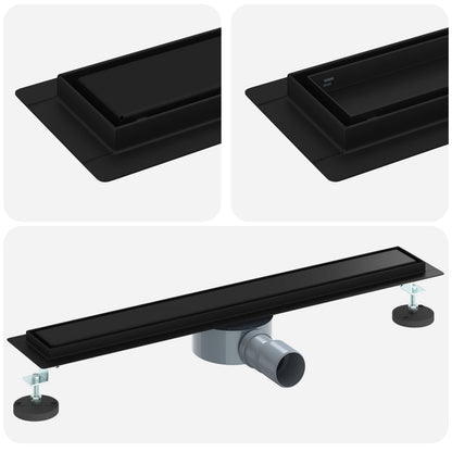 Shower Drain 2-in-1 with 360° Siphon Black 60 cm