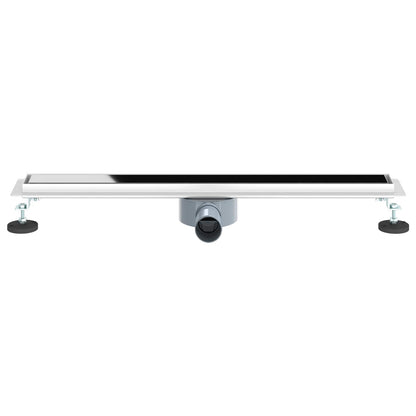 Shower Drain Glass Cover with 360° Siphon Black 70 cm